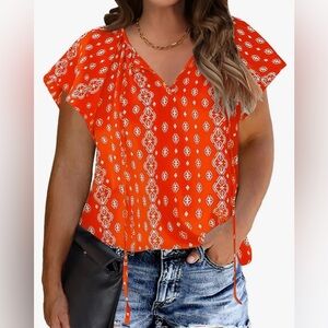 NWOT - Orange Blouse - Unknown Brand